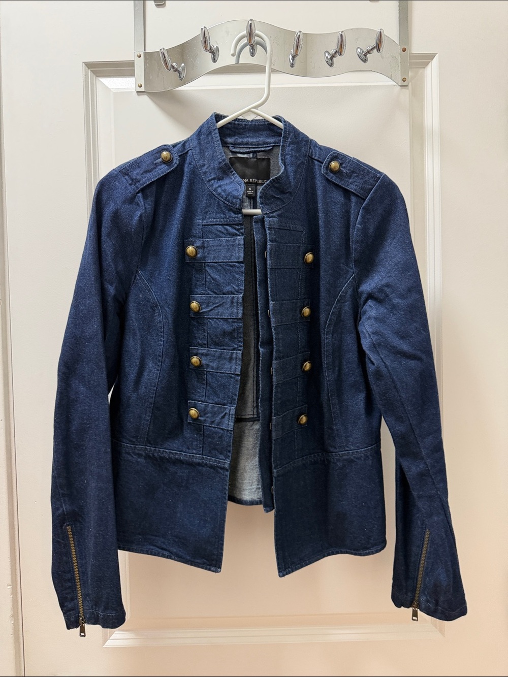 Banana Republic Navy Blue Military-Style Denim Jacket